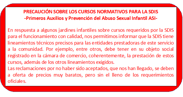 Precaucion sobre cursos