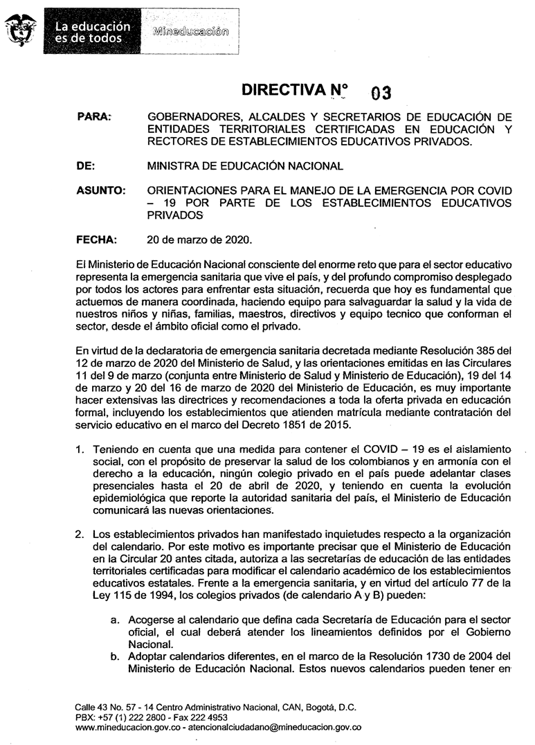 Directiva MEN 03 1